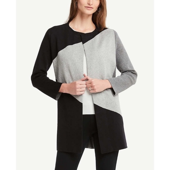ANN TAYLOR cardigan Colorblock Geometric Cardigan Coat - Picture 2 of 8